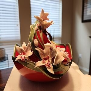 STUNNING Rare Franz Collection "Orchid" Sculptural Porcelain Basket – FZ01649